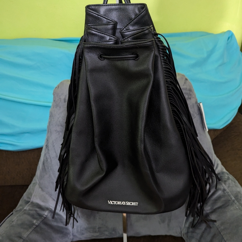 Victoria's Secret pull string fringe backpack bag